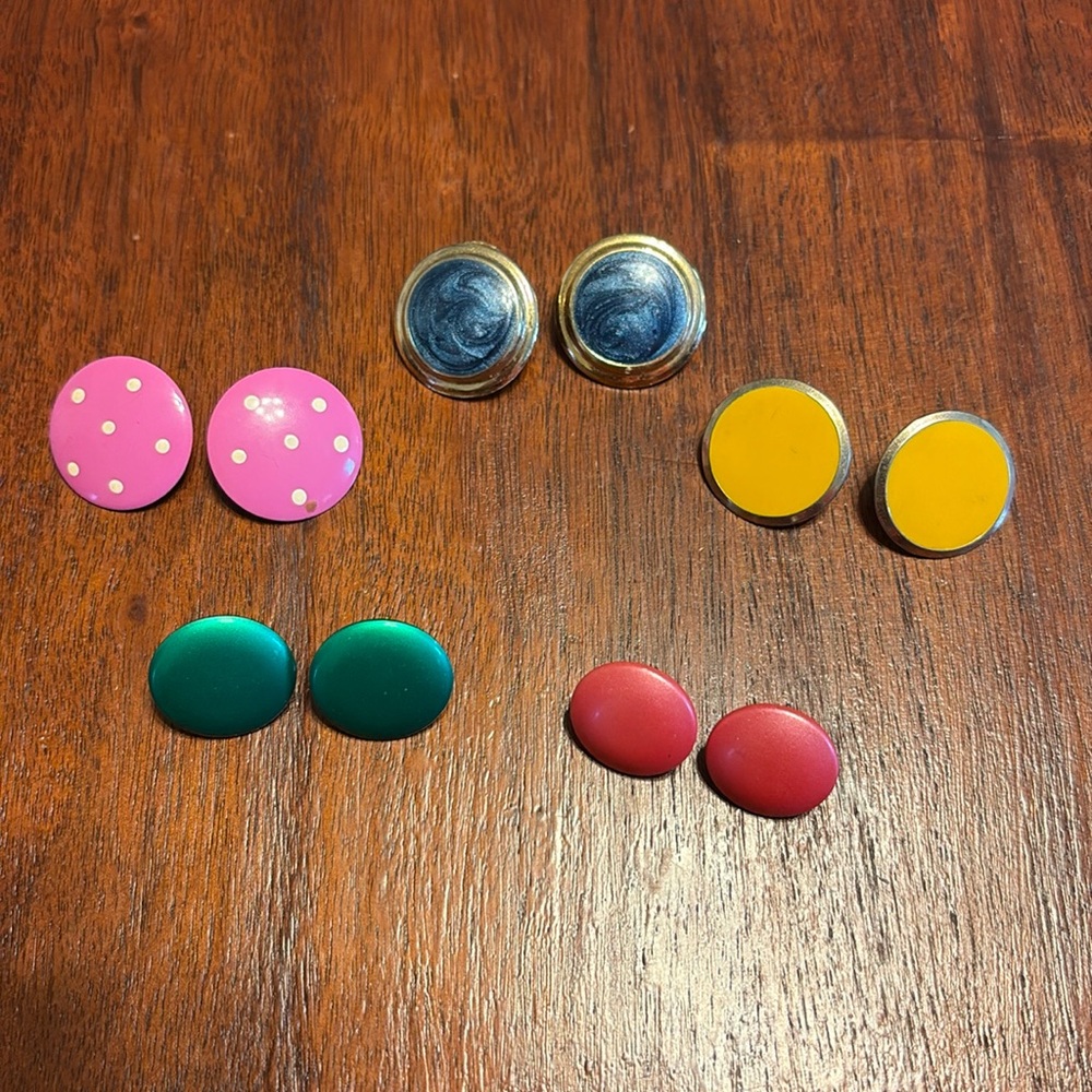 #14 Vintage Earring Lot of 5- Stud Circle Earrings